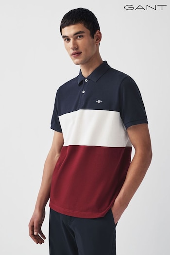 GANT Blue Block Stripe Polo Shirt (Q70615) | £95