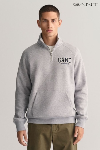 GANT Grey Arch Graphic Half Zip Sweatshirt (Q70616) | £125