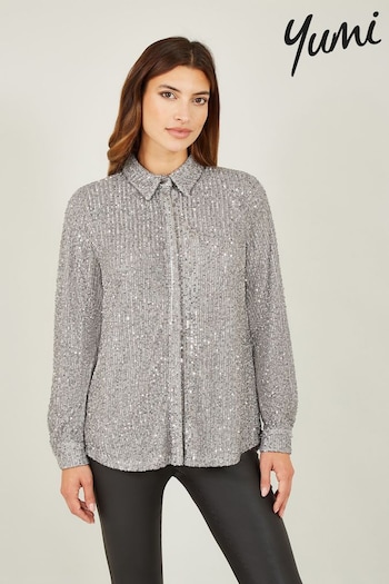 Yumi Silver Sequin Shirt (Q70719) | £50