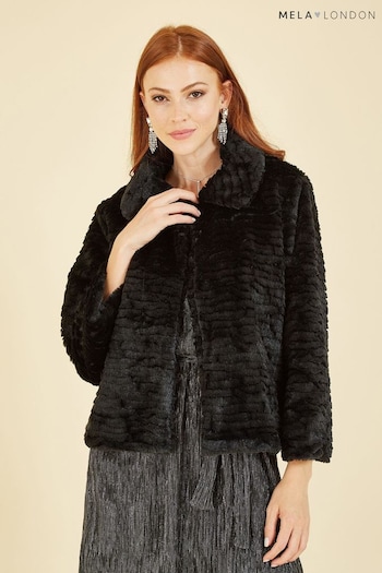 Mela Black Faux Fur Short Jacket (Q70735) | £35