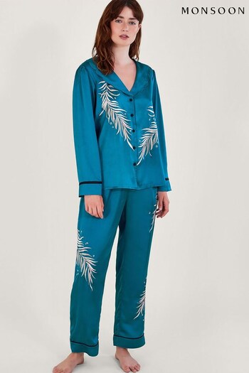 Monsoon Blue Clover Feather Pyjamas Set (Q70758) | £69