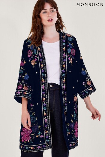Monsoon Blue Freya Embroidered Kimono (Q70771) | £120