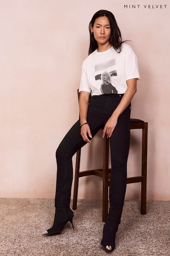 Mint Velvet Black Mid Rise Slim bermuda Jeans (Q70776) | £89