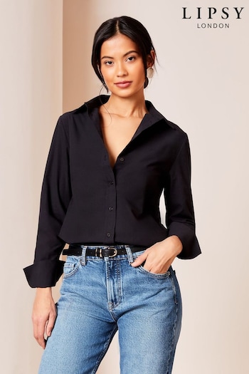 Lipsy Black Collared Button Through Shirt (Q70830) | £32