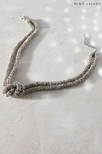 Mint Velvet Silver Tone Knot Necklace (Q70836) | £49