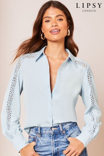 Lipsy Blue Trim Sleeve Button Through Shirt (Q70864) | £34