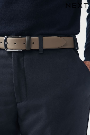 Neutral Stone Smooth Leather Belt (Q70923) | £20