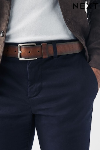 Tan Brown Casual Perforated Leather Belt (Q70931) | £18