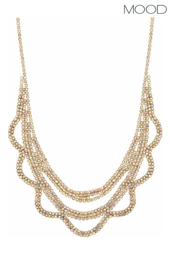 Mood Gold Aurora Borealis Scalloped Diamante Necklace (Q70949) | £22