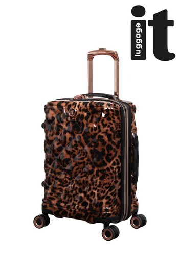 IT Luggage Brown Indulging Leopard Print Cabin Suitcase (Q70968) | £55