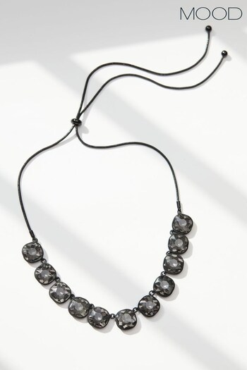 Mood Black Diamond Cushion Stone Set Toggle Necklace (Q70976) | £22