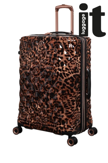 IT Luggage Brown Indulging Leopard Print Medium Suitcase (Q71055) | £65