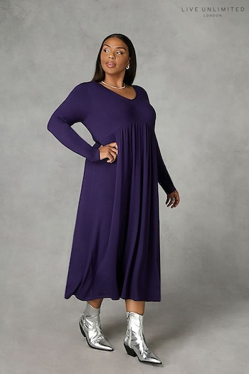 Live Unlimited Purple Curve Jersey Relaxed Midi Dress (Q71119) | £49
