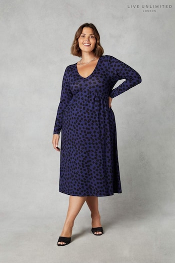 Live Unlimited Purple Curve Dash Print Jersey Relaxed Midi Dress (Q71126) | £55