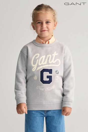 GANT Kids Grey Graphic Crew Neck Sweatshirt (Q71128) | £65