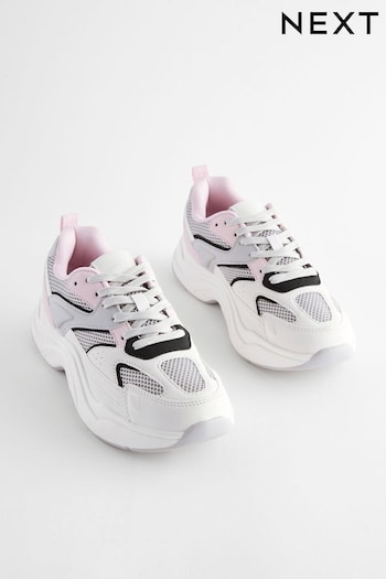 Pink/Grey Forever Comfort® Chunky Sole Lace Up Trainers (Q71140) | £45