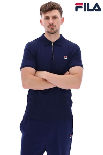 Fila Blue Rufus Texture Stripe Polo Shirt (Q71155) | £45