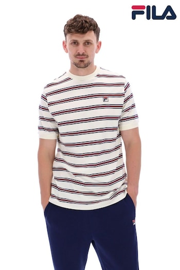 Fila White Bruno Ringer T-Shirt With Yarn Dye Heritage Stripe (Q71162) | £30