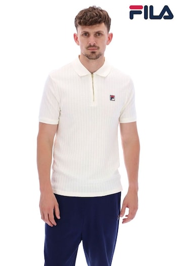 Fila Cream Rufus Texture Stripe Polo Shirt (Q71167) | £45