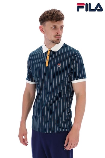 Fila Blue Bb1 Classic Vintage Striped Polo Shirt (Q71168) | £45