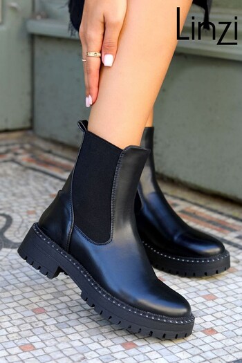 Linzi Black Andrea Soft Stud Detail Sole Chelsea Boots (Q71282) | £38