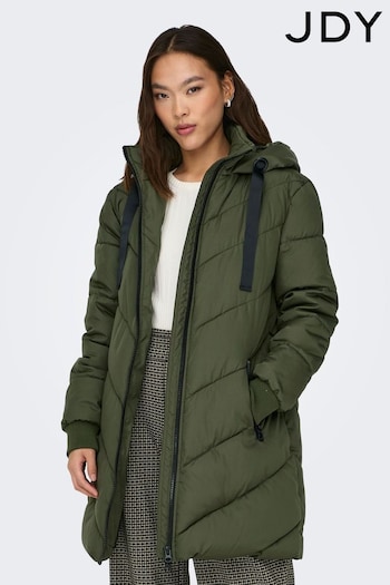 JDY Green Longline Padded Coat (Q71325) | £68