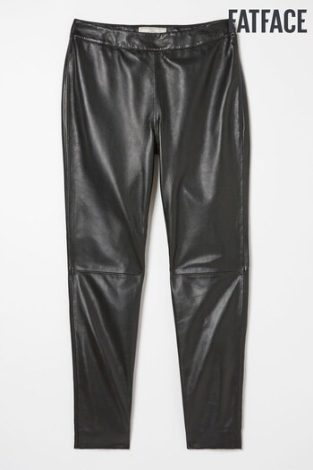 Fat Face Black Lana Leather Tapered Trousers (Q71330) | £189