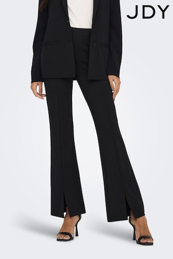 JDY Black High Waisted Flare Trousers with Front Split (Q71342) | £28