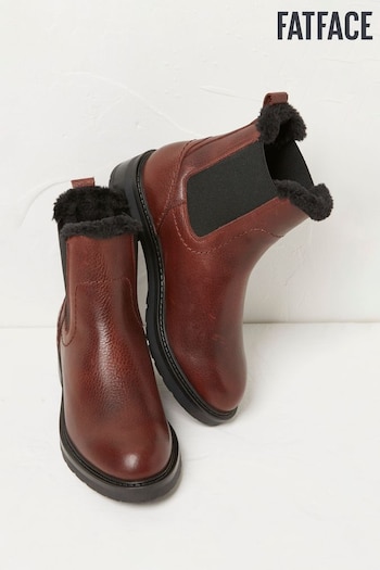 FatFace Red Blake Faux Fur Lined Chelsea Boots gebrochenem (Q71362) | £85