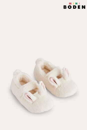 Boden Cream Fluffy Bunny Slippers (Q71442) | £19 - £21