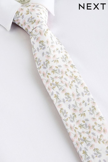 White Floral Tie And Pocket Square Set (1-16yrs) (Q71453) | £9