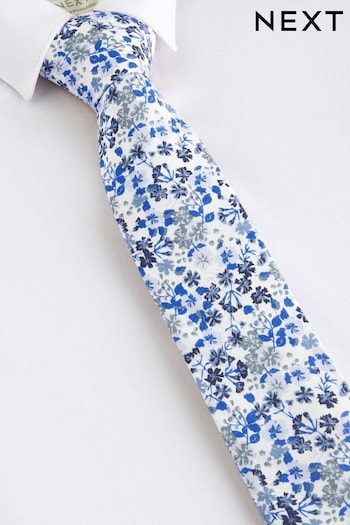 Light Blue Floral Tie And Pocket Square Set (1-16yrs) (Q71467) | £9