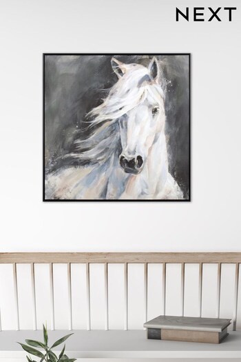 Grey Horse Framed Canvas Wall Art (Q71473) | £65