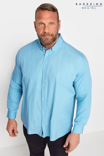 BadRhino Big & Tall Blue Long Sleeve Poplin Shirt (Q71494) | £26