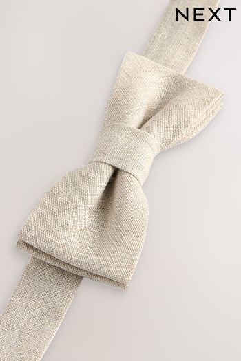 Neutral New Linen Mix Bow Tie (1-16yrs) (Q71497) | £7