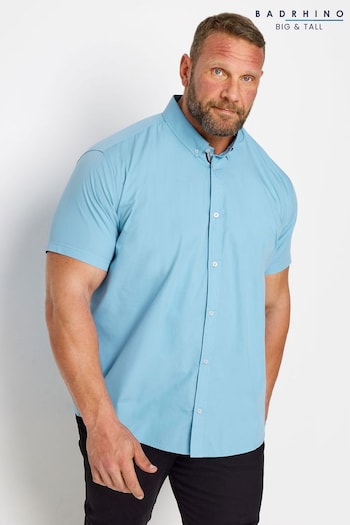 BadRhino Big & Tall Light Blue Short Sleeve Poplin Shirt (Q71509) | £24