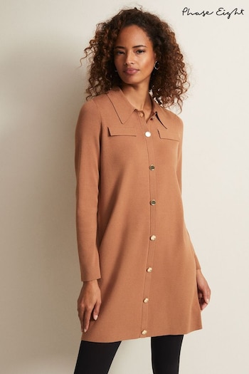 Phase Eight Neutral Azealia Fine Knit Tunic Mini Dress (Q71521) | £110