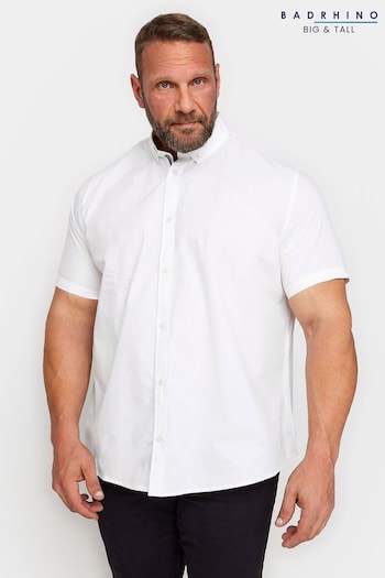 BadRhino Big & Tall White Short Sleeve Poplin Shirt (Q71532) | £24