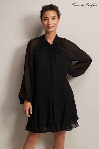 Phase Eight Romanna Black Swing Mini Dress (Q71536) | £110
