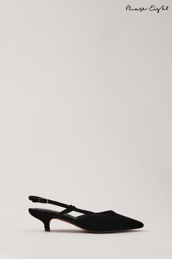 Phase Eight Black Velvet Kitten Heel Shoes (Q71547) | £99