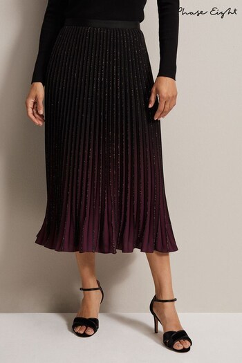 Phase Eight Purple Estella Ombre Pleated Midi Skirt (Q71554) | £99