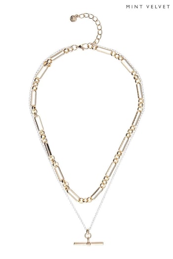 Mint Velvet Gold Mixed Metal Layered Necklace (Q71756) | £29