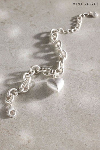 Mint Velvet Silver Heart Bracelet (Q71777) | £25