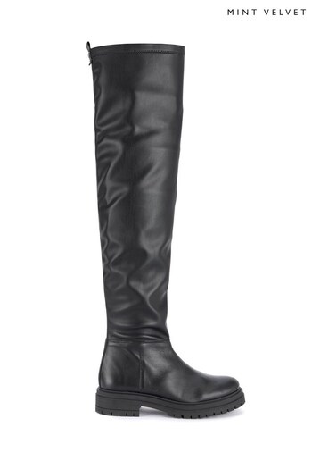 Mint Velvet Black Over The Knee Boots (Q71778) | £199
