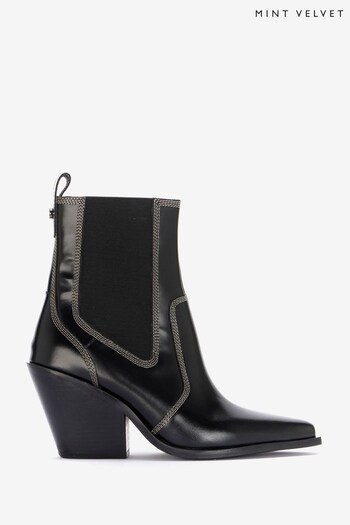 Mint Velvet Black Tamsin Patent Cowboy Boots (Q71782) | £159