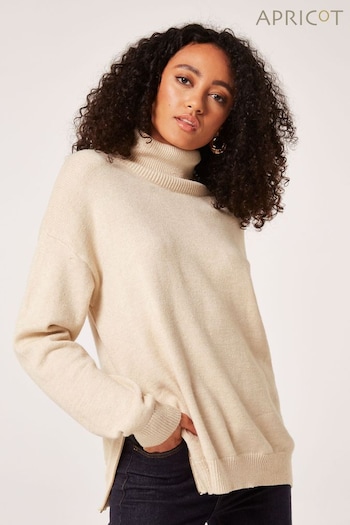 Apricot Natural Simple Side Zip Roll Neck Natural Jumper (Q71785) | £35