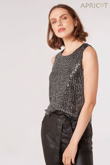 Apricot Black All Over Sequin Shell Top (Q71793) | £30