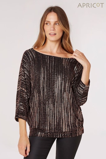 Apricot Brown Sparkle V-Back Batwing Top (Q71803) | £30