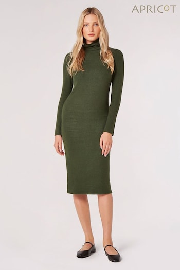 Apricot Green Roll Neck Column Dress (Q71821) | £35