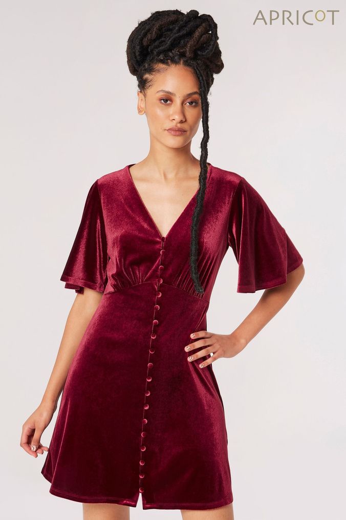 Red velvet dress online hot sale